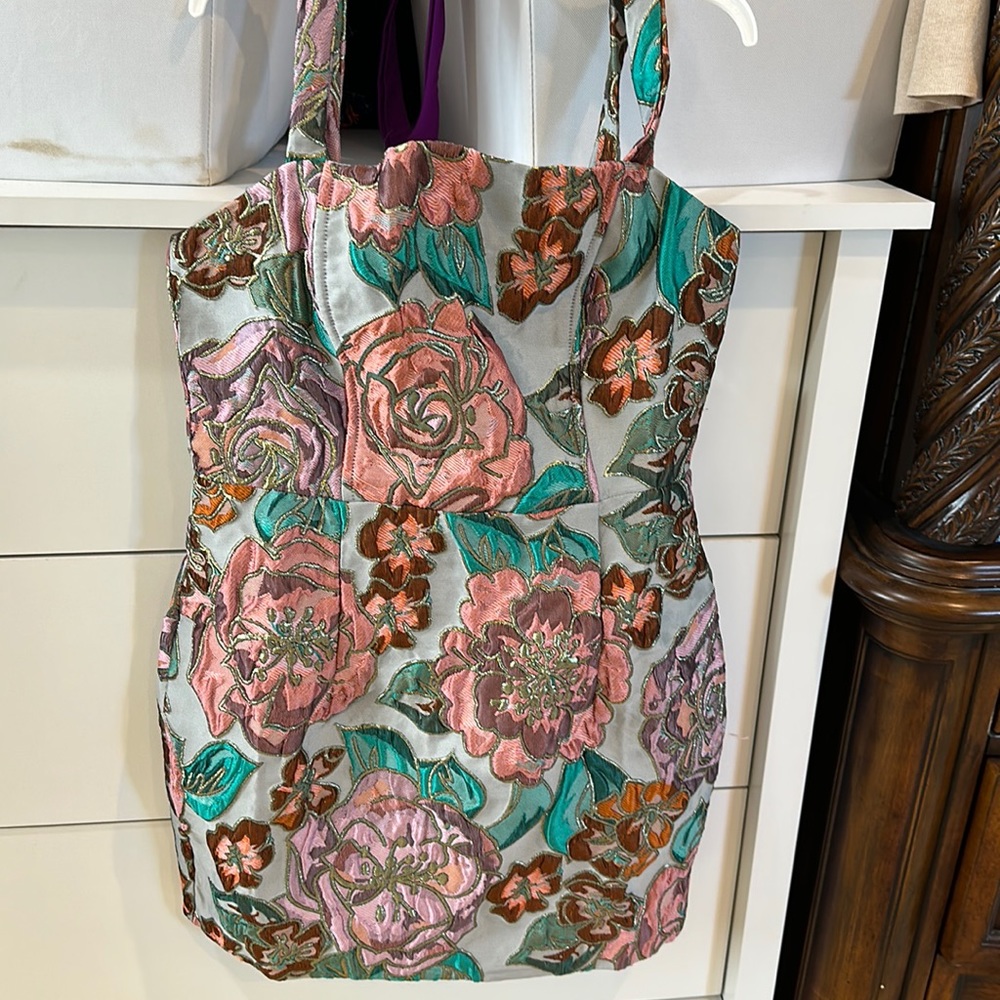 Rose floral embroidered mini dress